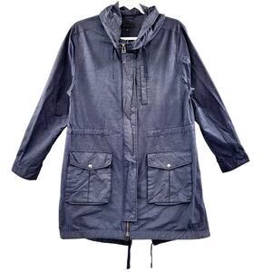 Uniqlo Navy Blue Hooded Nylon Cotton Long-sleeve Utility Jacket Women's Size M